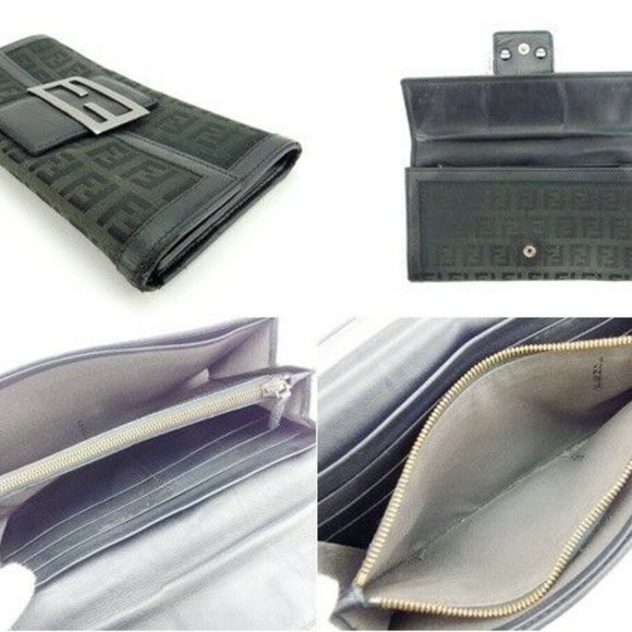 Authentic Fendi Wallet Purse Long Wallet Zucchino Black Black Woman - Picture 6 of 6